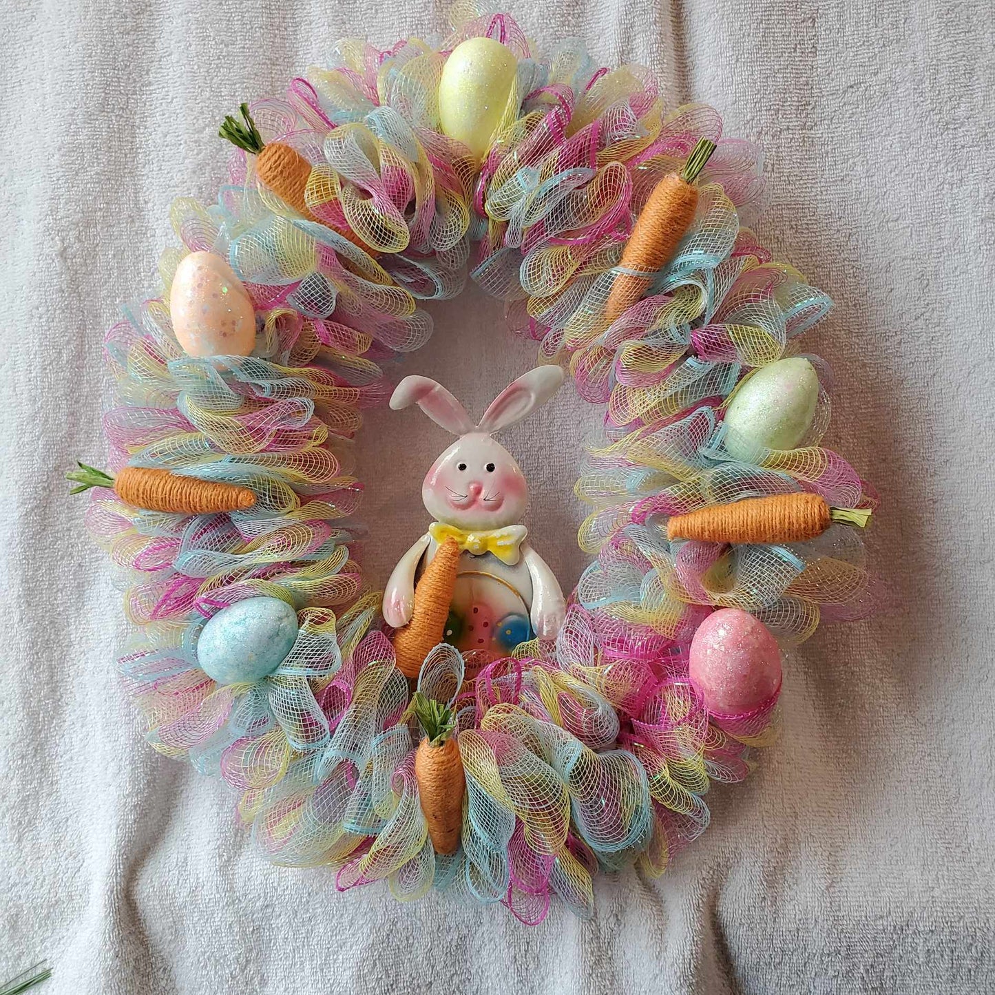 Egg Shaped Mesh Easter Wreath