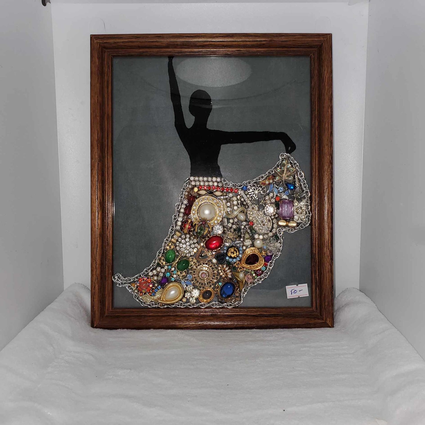 Dancer with Jeweled Skirt made from Repurposed Jewelry