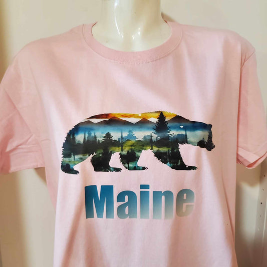 T Shirt Bear Sihouette in  Pink