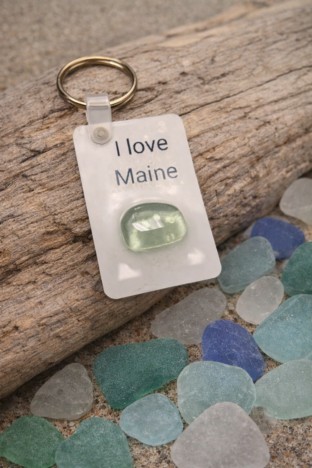 Key chains with seaglass