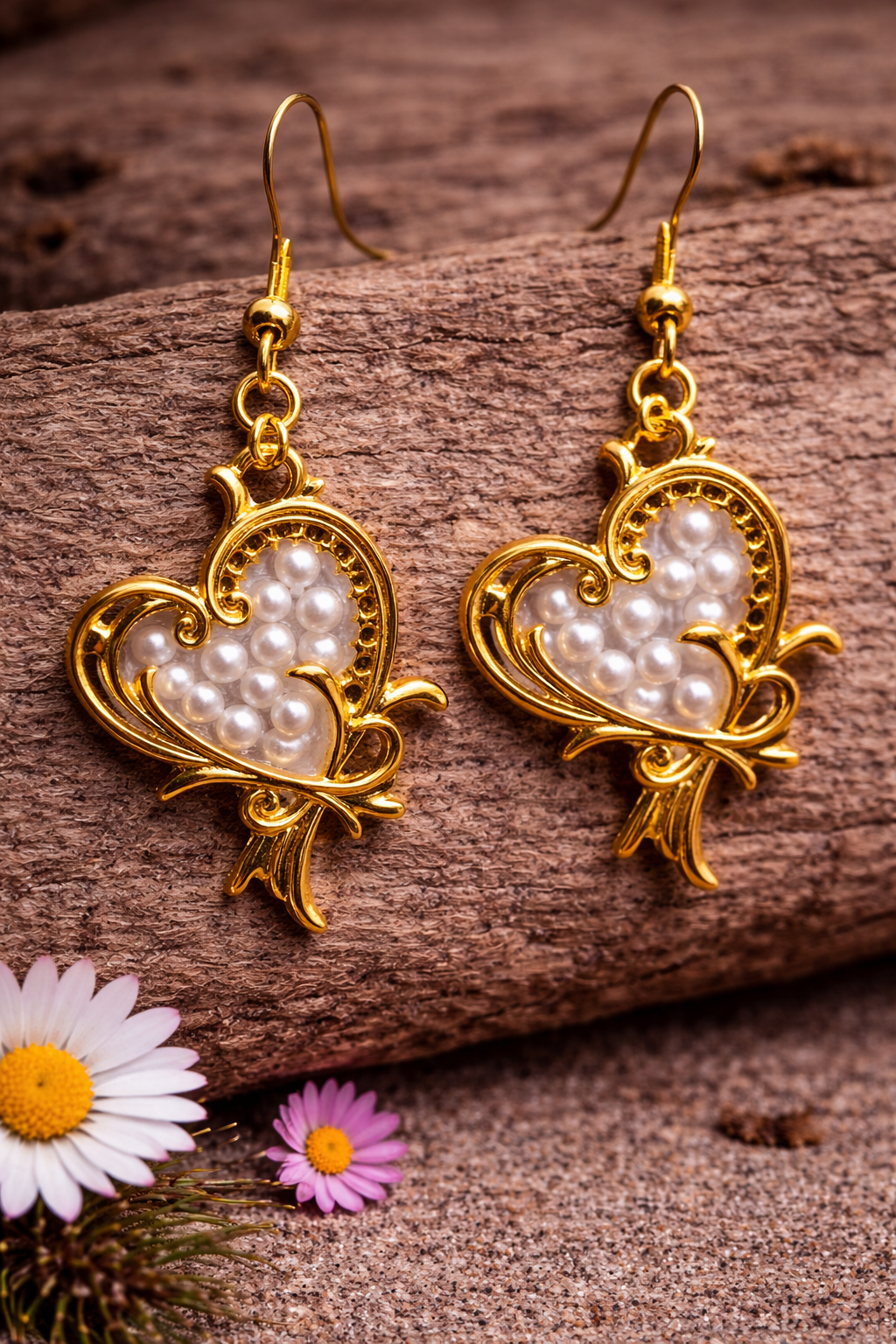 Earrings Pearl Heart