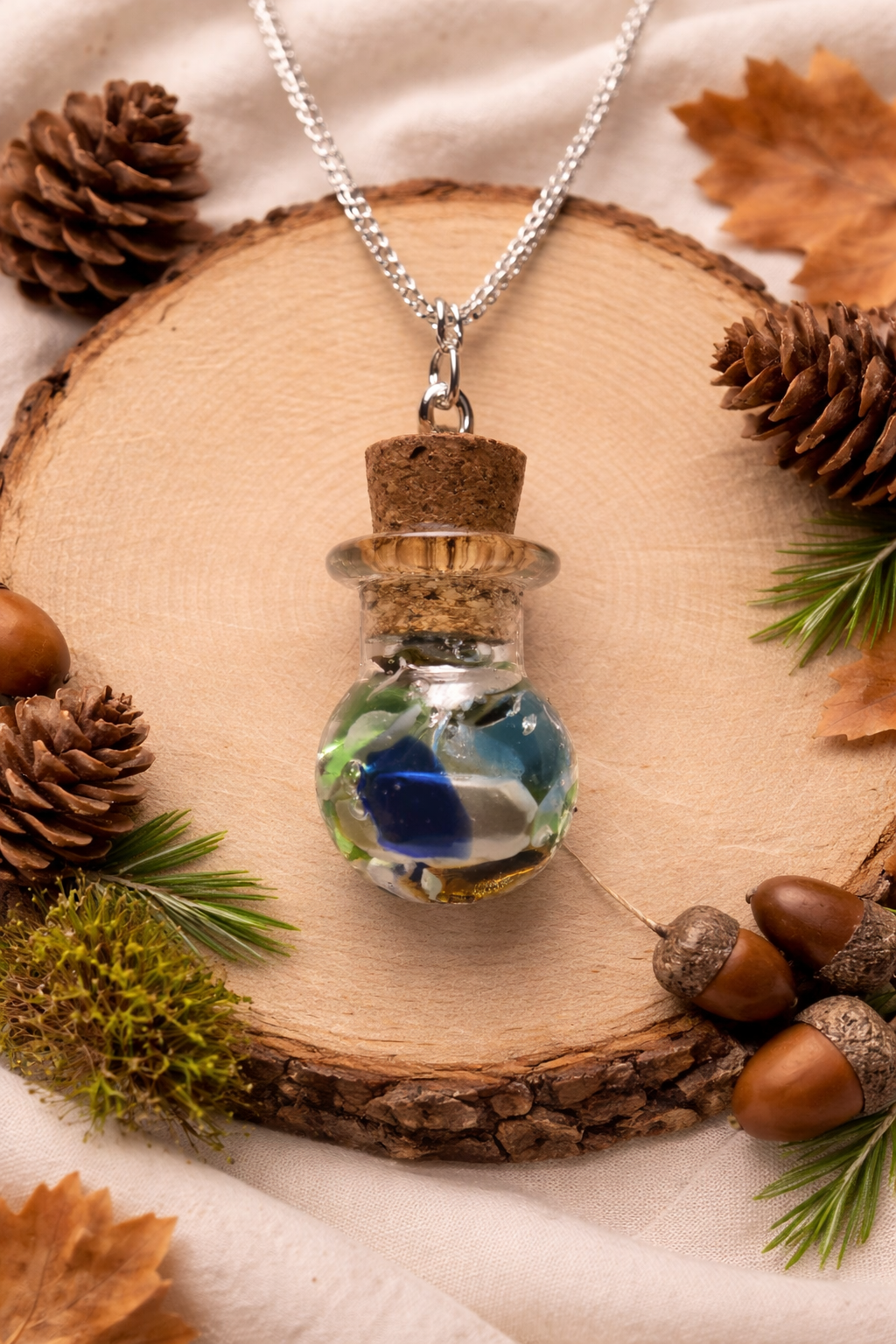 Seaglass in a Bottle Necklaces