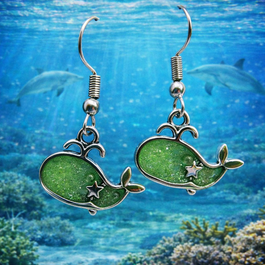 Whale Earring green