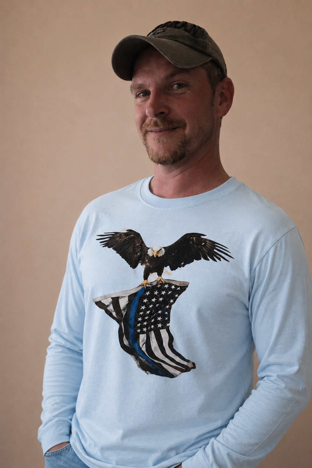 T shirt America blue line