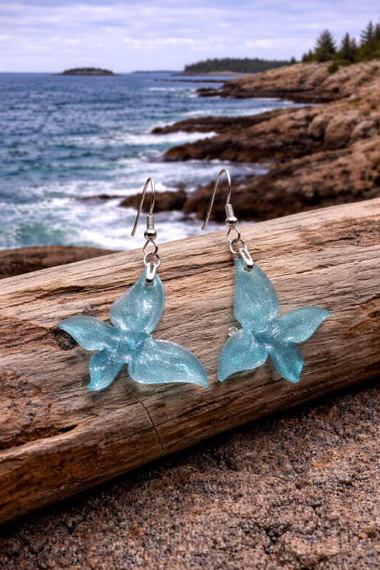 Earrings Teal Glitter Dangle Earrings