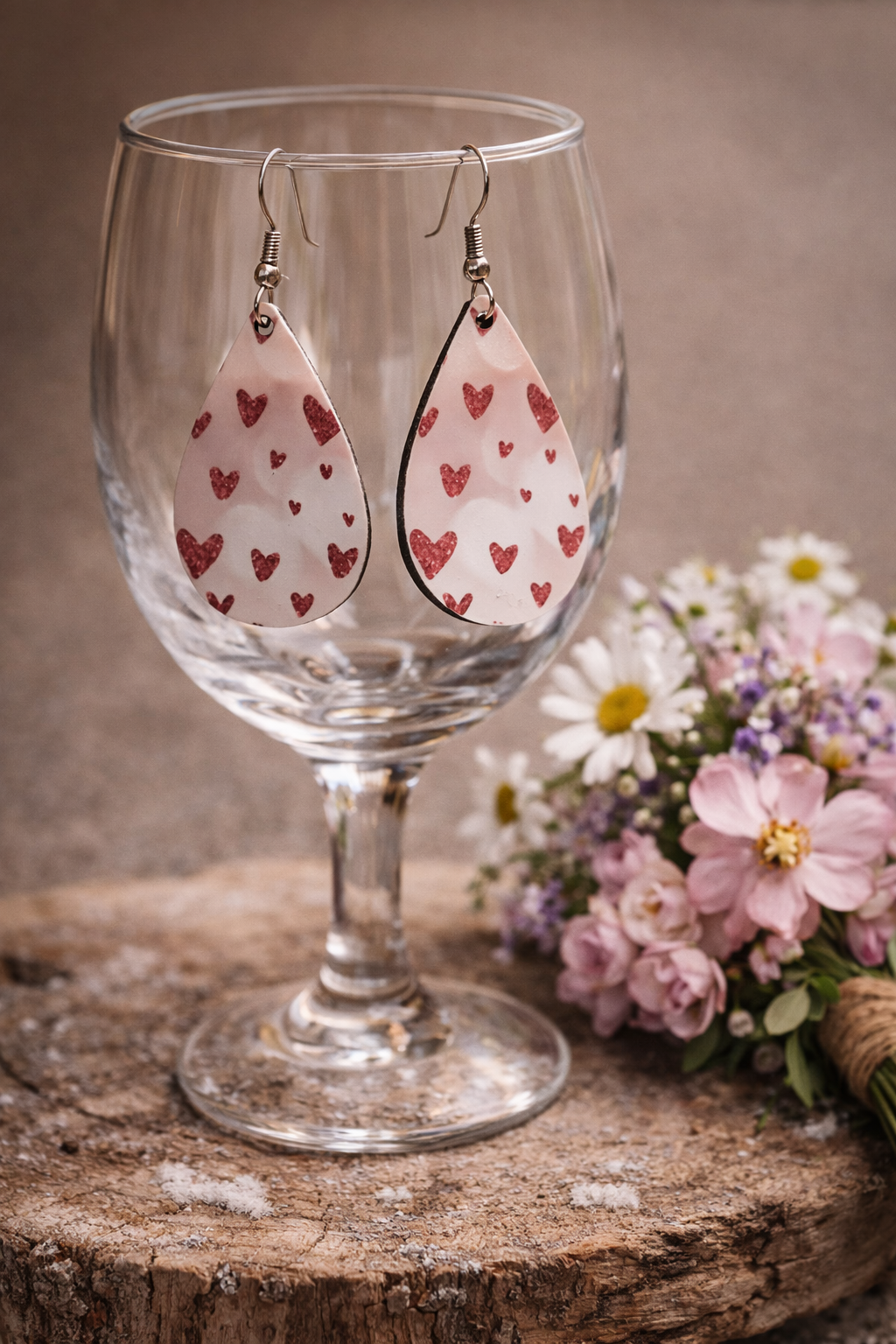 Wooden Heart Earrings