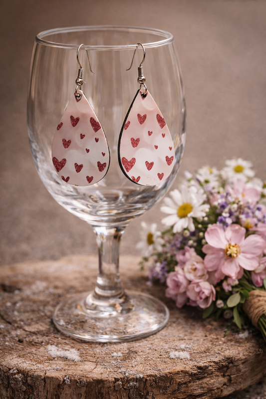 Wooden Heart Earrings