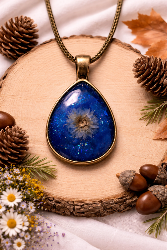 Blue Daisy Necklace