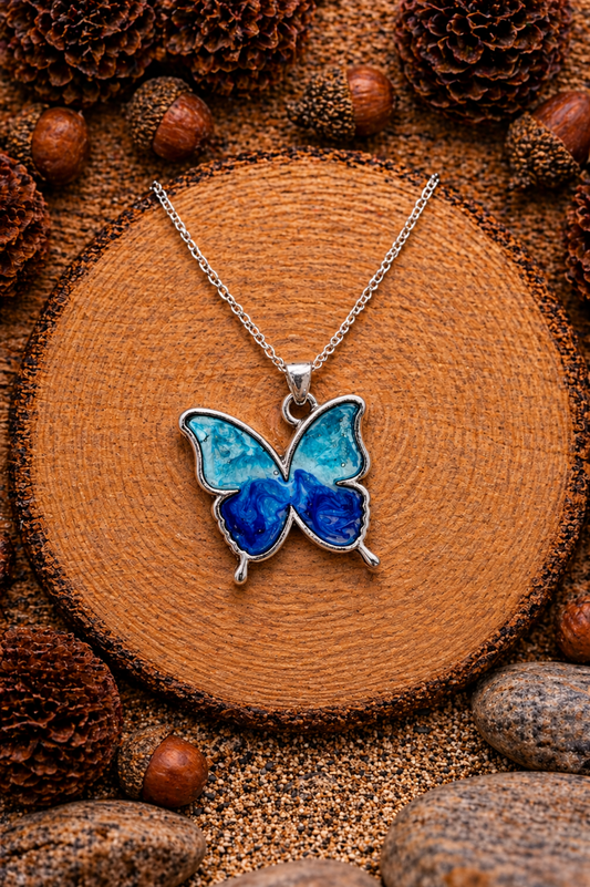 Butterfly Swirl Teal Necklace