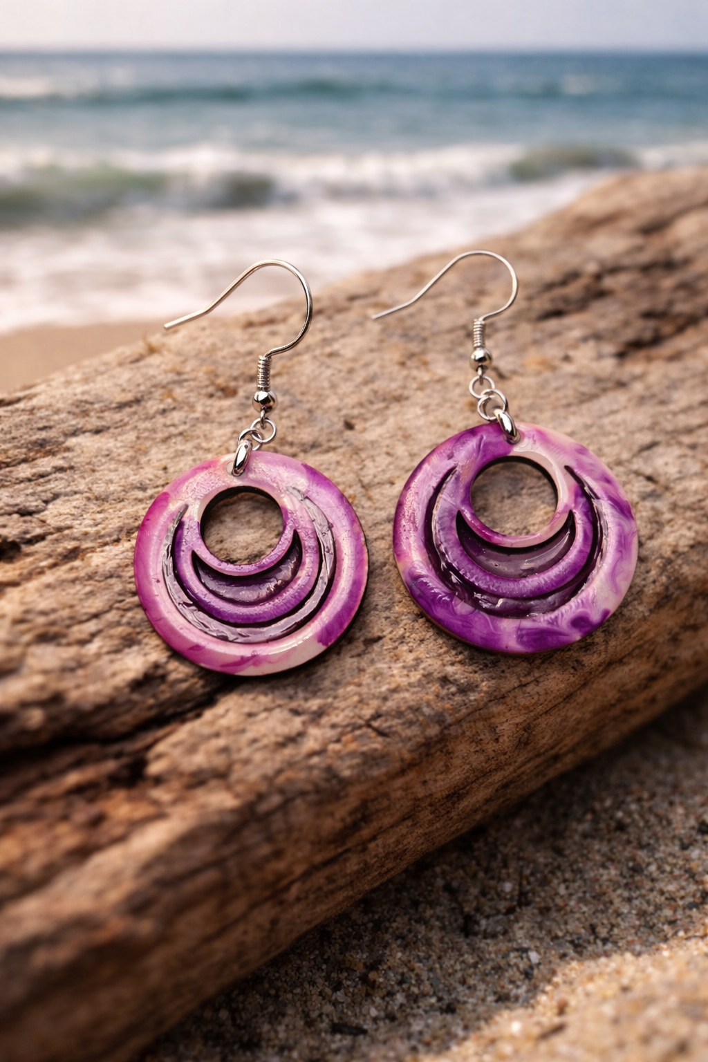 Earrings Purple Swirl