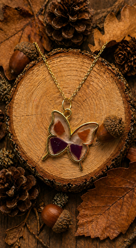 Butterfky Neclace with broken seaglass
