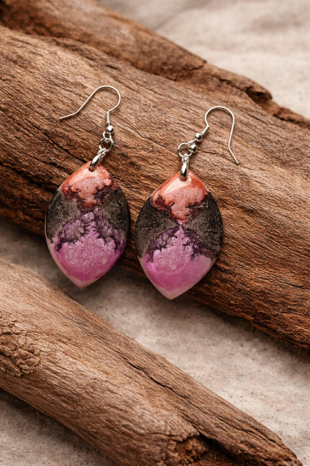 Earrings Marble Look