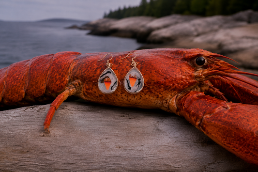 Lobster Notch Earrings with Seaweed