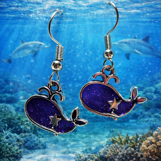 Purple Whale Earrings
