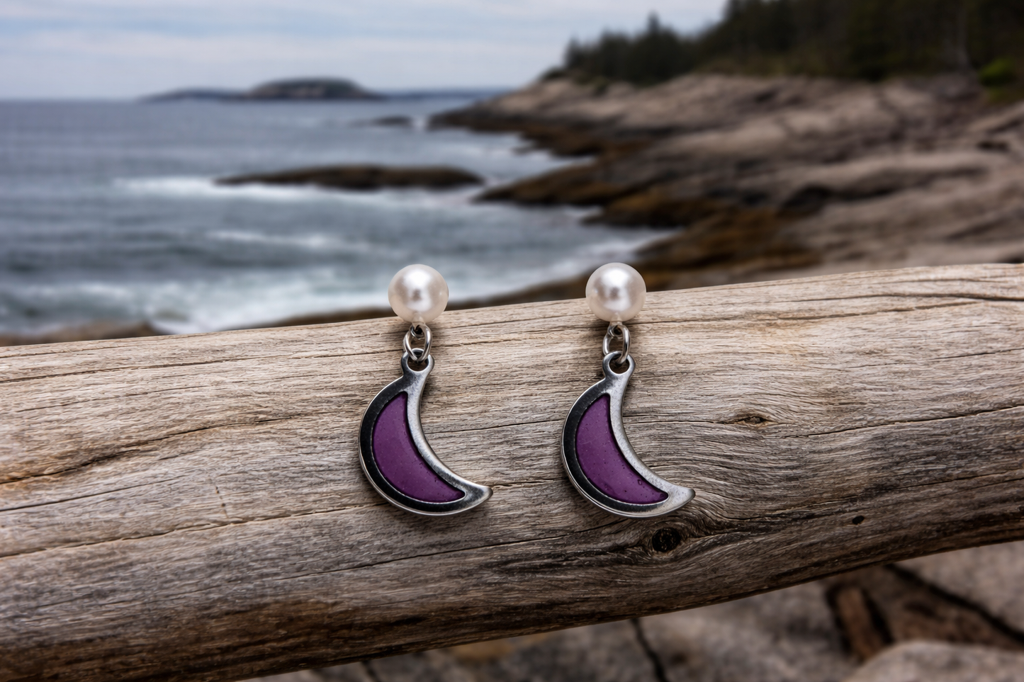 Moon and Pearl Earrings