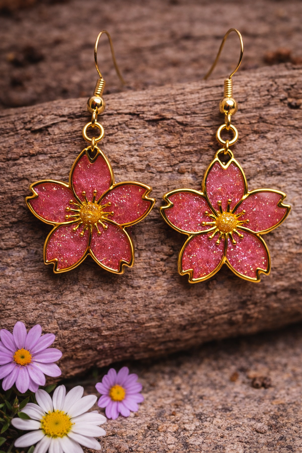 Earrings Pink Flowers