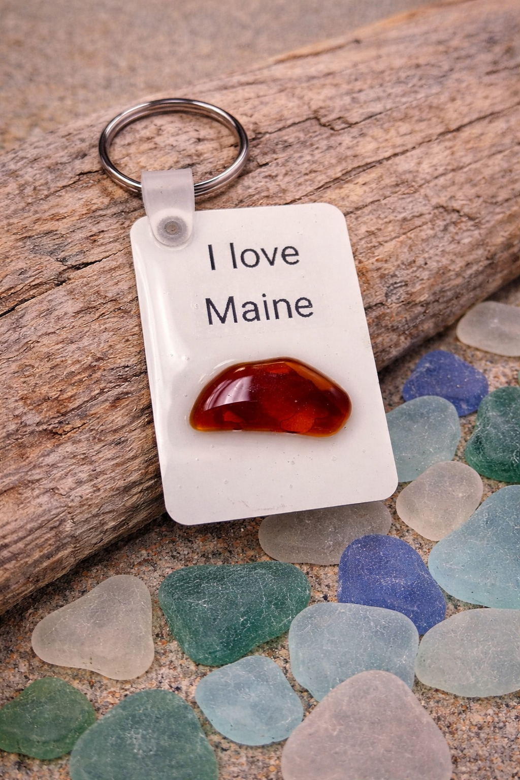 Key chains with seaglass