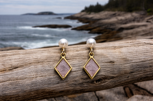 Small Pink Triangle Earrings