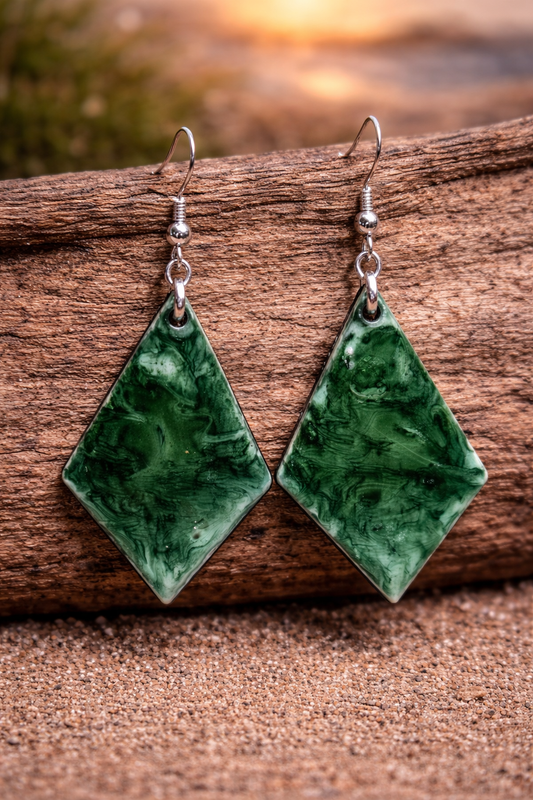 Earrings Green Drop