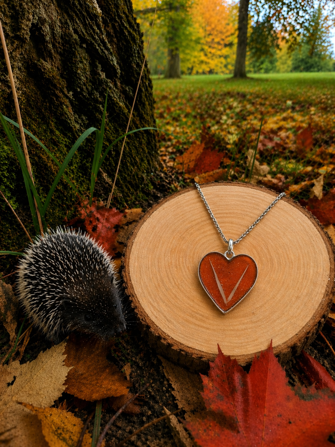 Heart Porcupin Quill Necklace