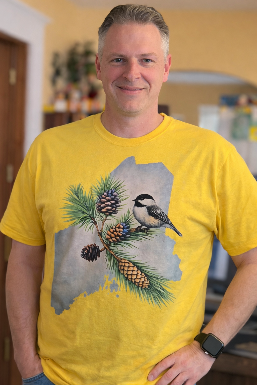 T shirt Maine with Chickadee