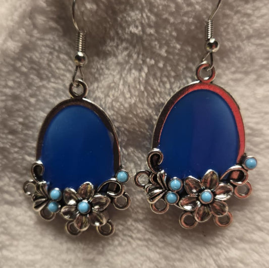 Blue Daisy Earrings