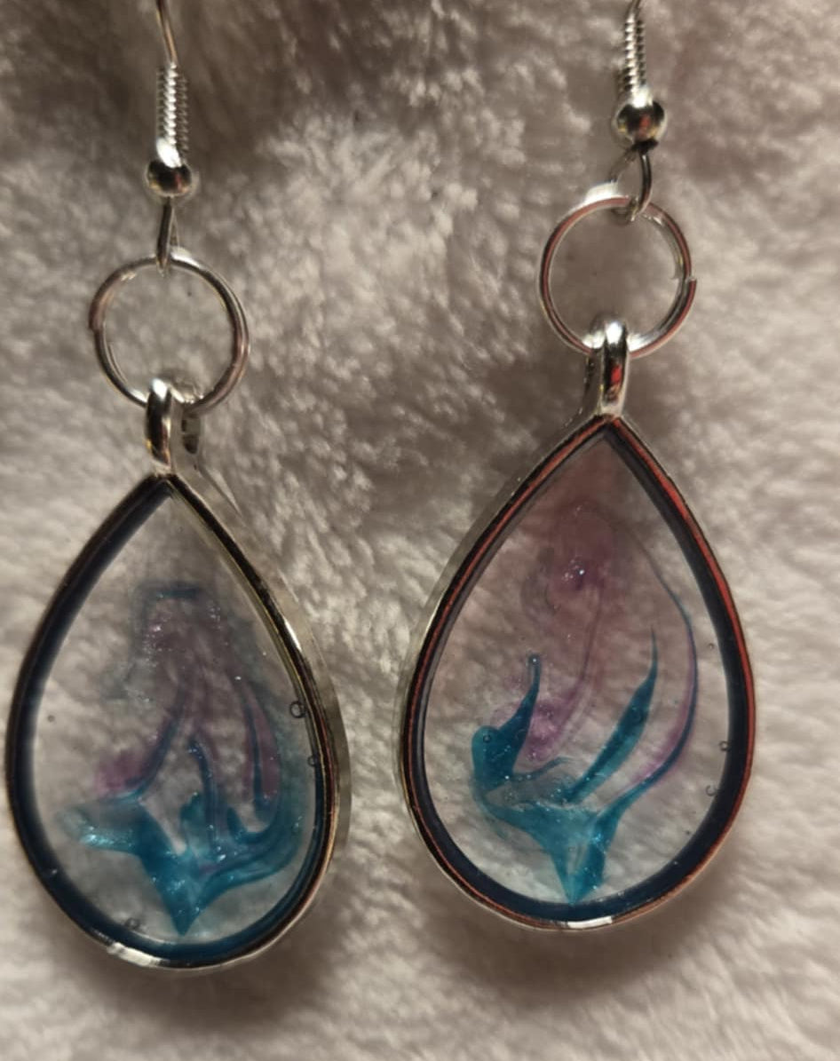 Feather Swirls of Colors Earrings