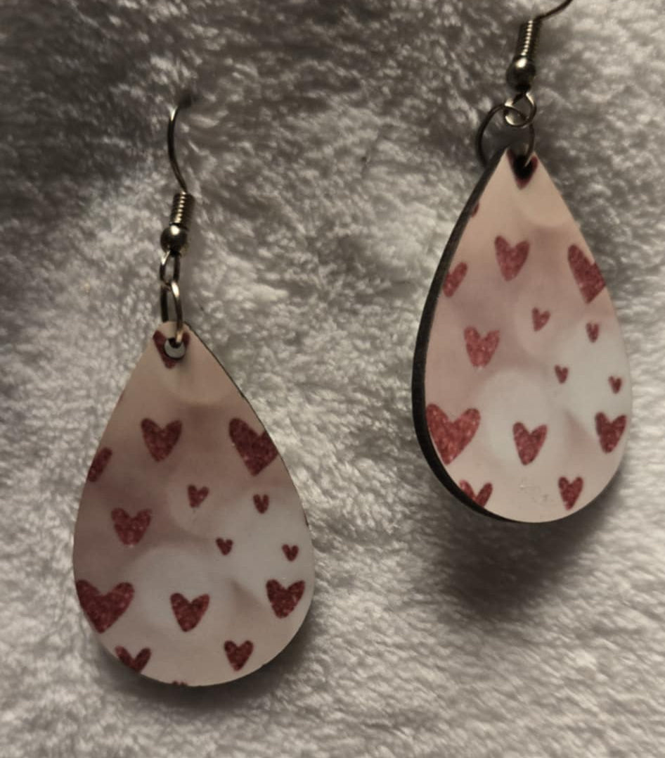 Wooden Heart Earrings