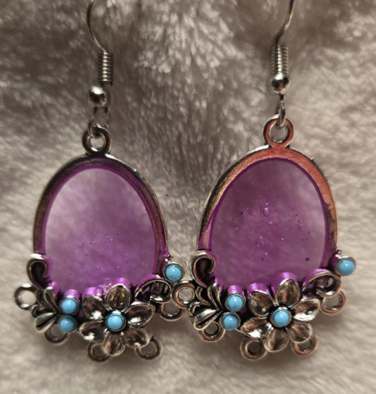 Pink Resin Filled Flowered Earrings