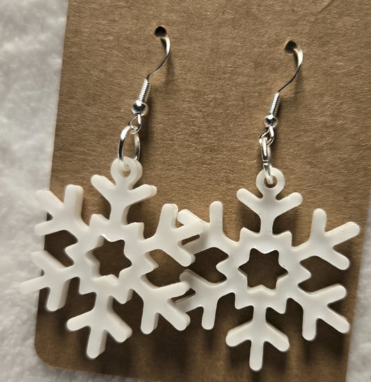 Resin Snowflake Glow in the Dark  earrings